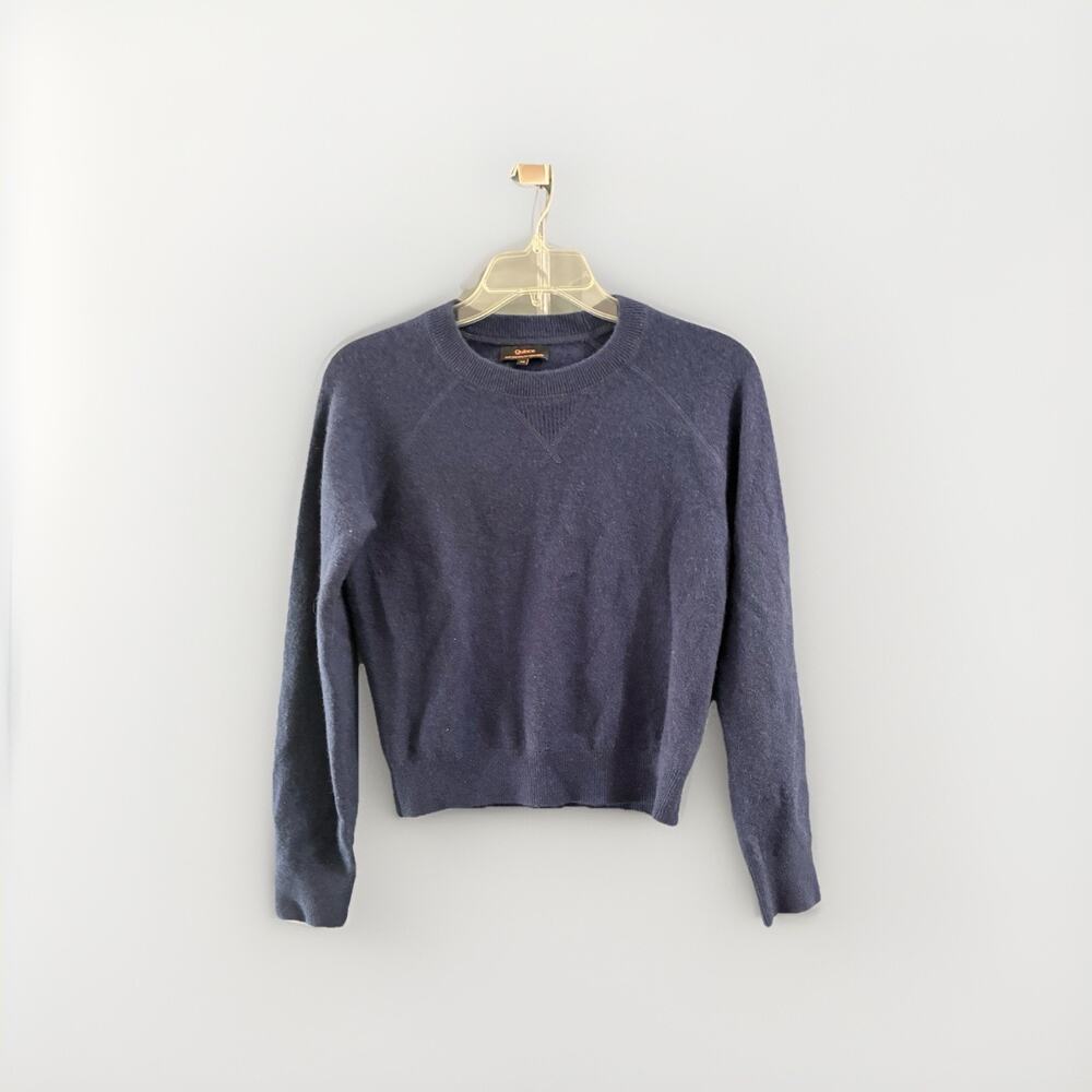 Quince Women Mongolian Shrunken Cashmere Sweater Top Navy XS